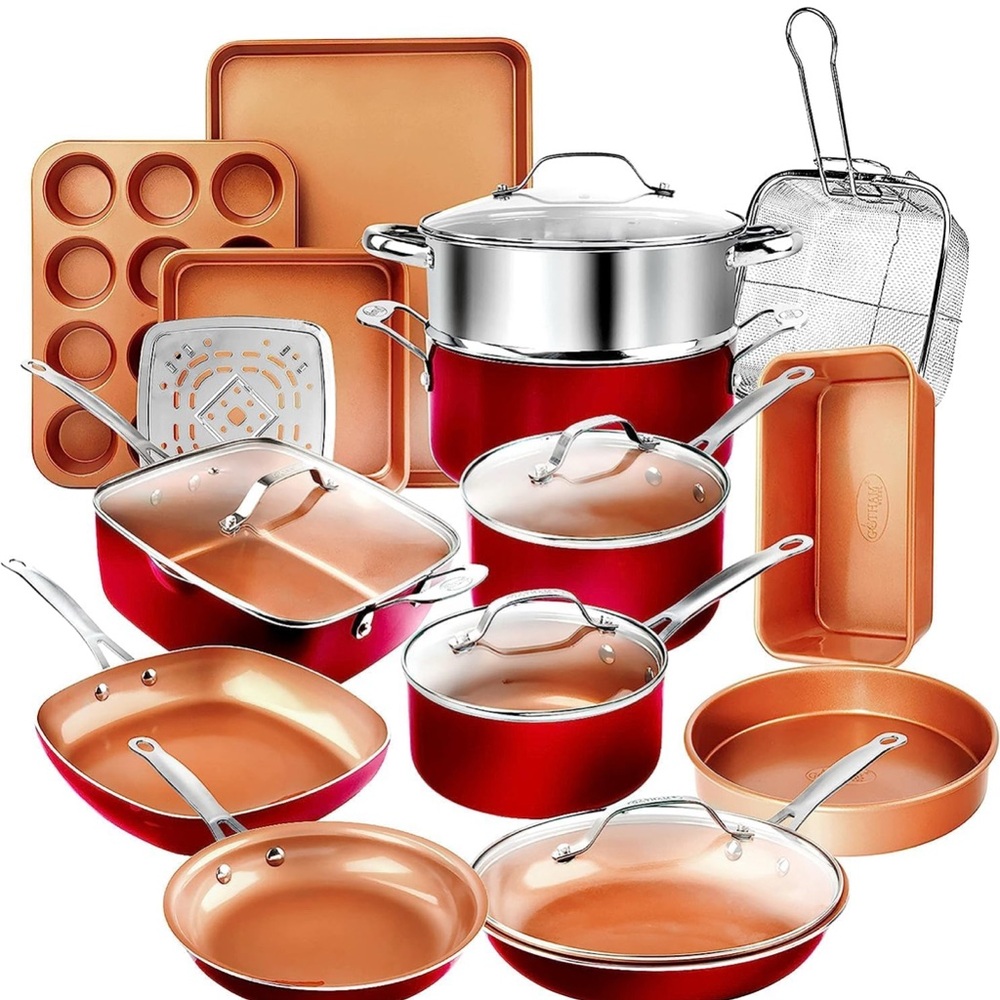 Red and Copper Cookware Set